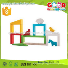 Brand New Kids Role Play Zoo Lovely Wooden Animals Toy Building Blocks